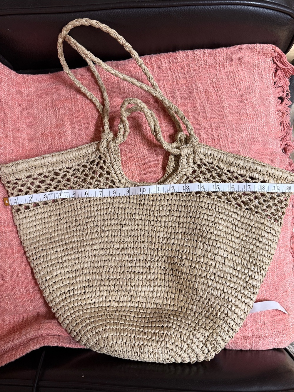 Woven Straw Tote Bag in Natural Tan - Brand - Picture 3 of 4